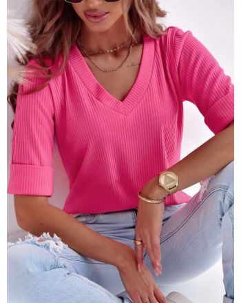 Women's Plain V Neck T-Shirt Regular Fit Soft Shirt