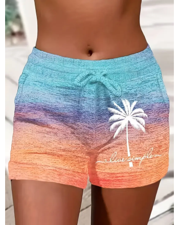 Drawstring Loose Ombre Casual Shorts