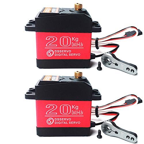 ANNIMOS Pack of 2 DS3218 Digital RC Servo Motor 20KG High Torque Full Metal Gear Waterproof for Baja Cars Robot DIY 270